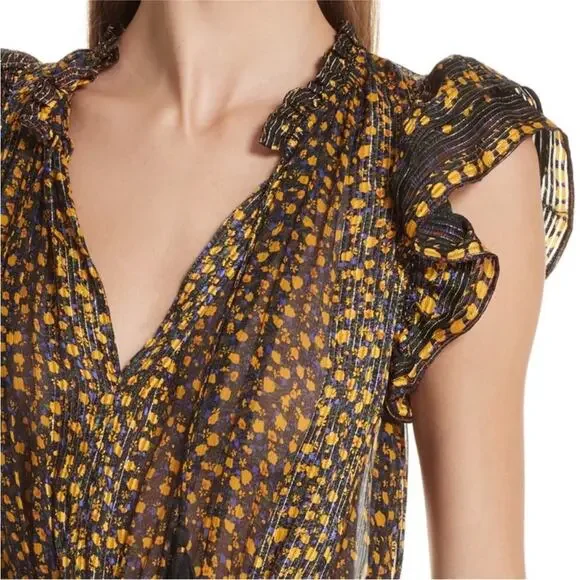 Ulla Johnson Nyssa Sleeveless Floral Silk Dress in Noir Size 0 - Picture 6 of 15